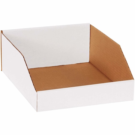 Box Packaging Corrugated Storage Bin, 200#/Ect-32-B Corrugated, White, 10 in W BSBINMT1012
